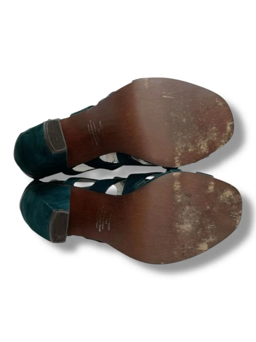 Steve Madden Portreit Teal Suede Cutout Criss Cross Block Heel Sandals Size 7M - Picture 6 of 11